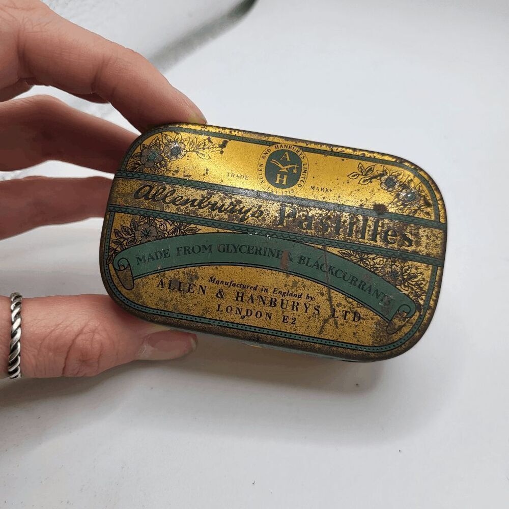 Antique Art Deco Allenbury Pastilles Tin - 3.25"x 2.25" x 1"